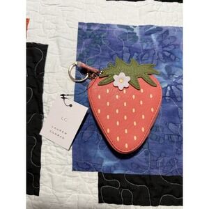 LC Lauren Conrad "Strawberry" Small Coin Purse Keychain Wallet Pink NWT